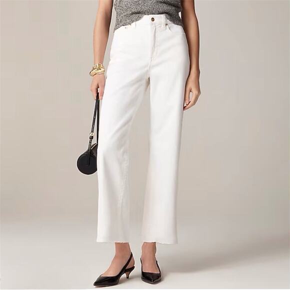 J.Crew 1996 Slim Wide Leg Jean Denim Vacation Holiday Date Trip CH680 White 26 - Picture 1 of 16